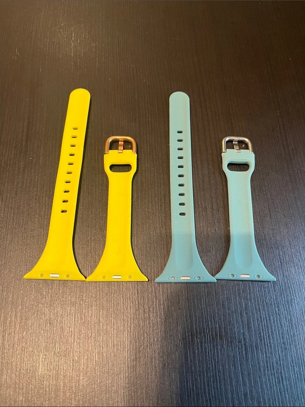 Yellow and Light Teal Silicone Watch Bands – Set of 2 - Fits 38mm and others.